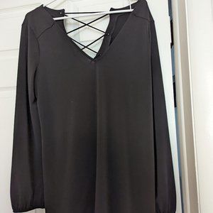 Express Long Sleeved Back Lace Up Mini Dress - L